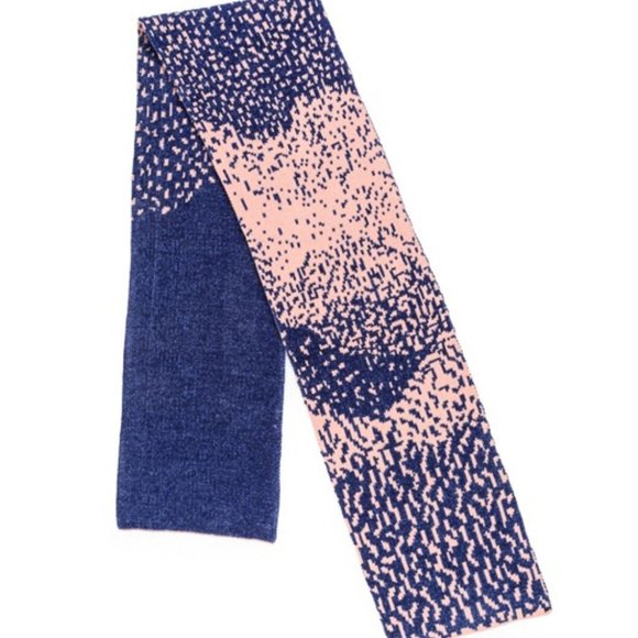 Verloop Chenille Landscape Long Scarf Wrap Coral & Navy 76” x 14” - Picture 2 of 4